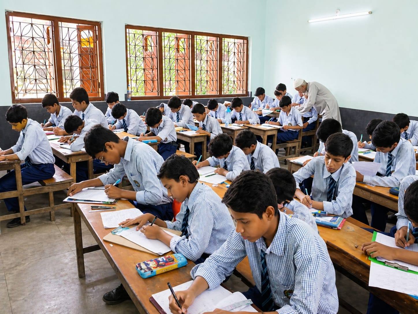Students during exam at Aulad Hussain Islamic Academy